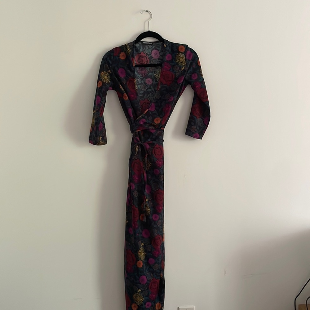American Apparel viscose, floral wrap dress